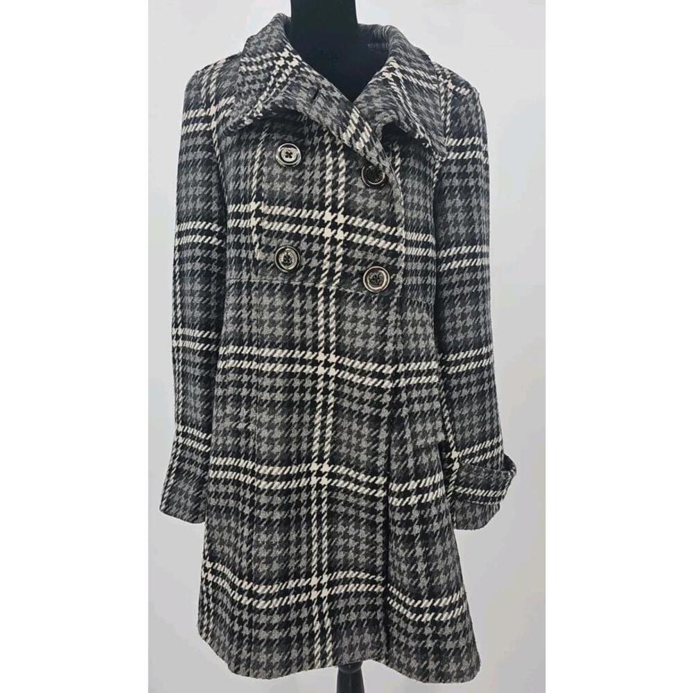 Vintage Miss Sixty Double Breasted Coat XL Black And White Plaid Y2K Jacket